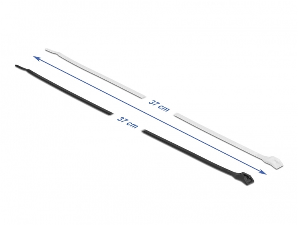 Delock 19486 Kábelkötegelő lapos fejrésszel hossza 370 mm szélessége 3,6 mm, 100 db.