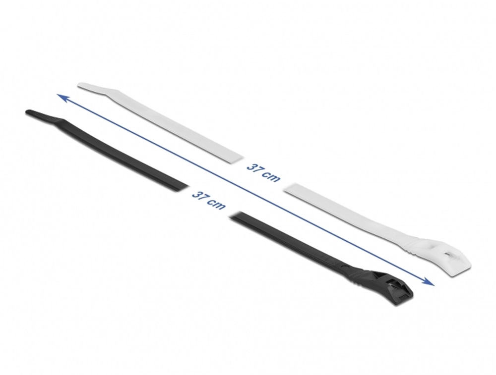 Delock 19500 Kábelkötegelő lapos fejrésszel hossza 370 mm szélessége 7,6 mm, 100 db.