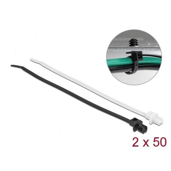 Delock 19502 Kábelkötegelő vékony lemez alappal hossza 200 mm szélessége 4,8 mm, 100 db.
