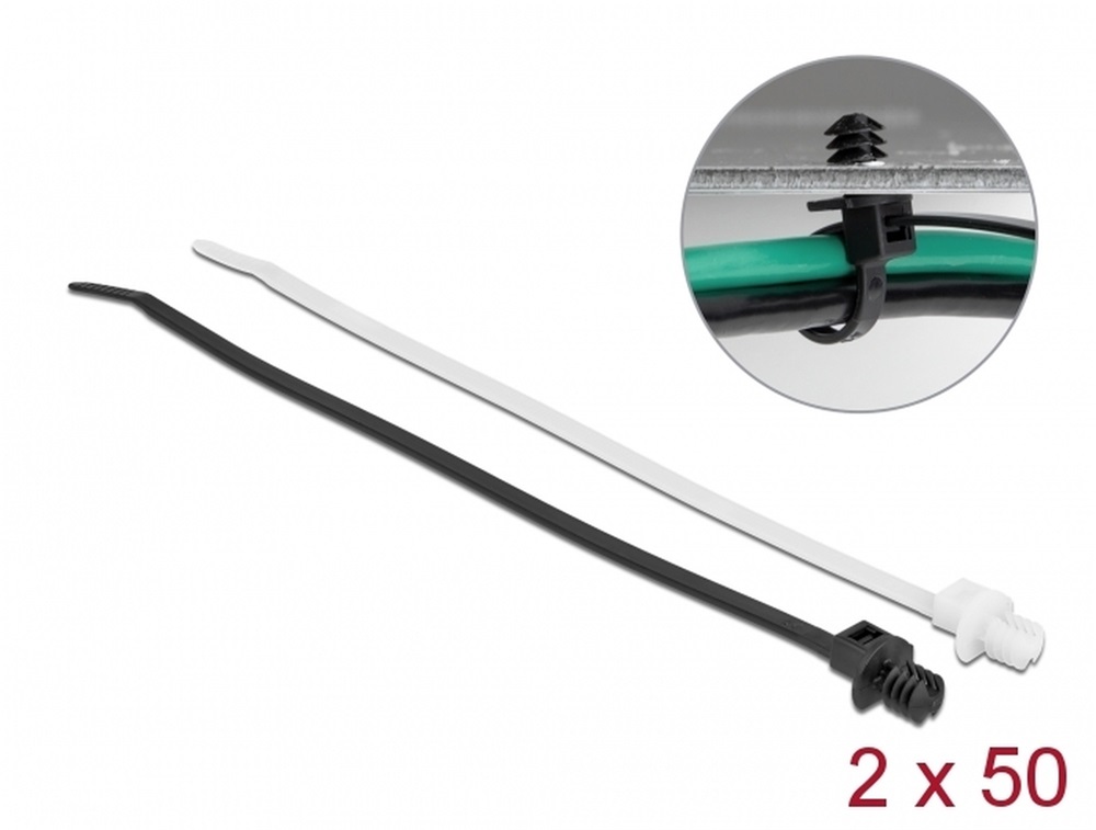 Delock 19502 Kábelkötegelő vékony lemez alappal hossza 200 mm szélessége 4,8 mm, 100 db.