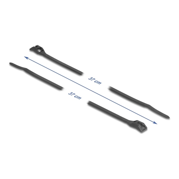 Delock 19503 Kábelkötegelő lapos fejrésszel hossza 370 mm szélessége 7,6 mm, 100 db. Fekete