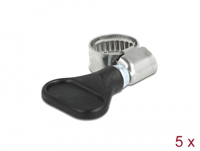 Delock 19510 400 SS 8-12mm pillangó fogantyús rozsdamentes acél 5db-os fekete tömlőbilincs