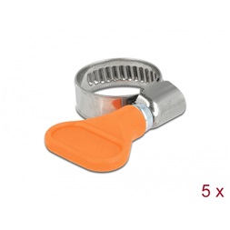 Delock 19512 400 SS 12-20mm pillangó fogantyús rozsdamentes acél 5db-os narancssárga tömlőbilincs
