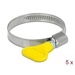 Delock 19517 400 SS 32-50mm pillangó fogantyús rozsdamentes acél 5db-os sárga tömlőbilincs