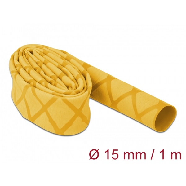 Delock 19592 1mx15mm csúszásmentes X-mintás sárga zsugorcső