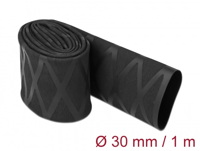 Delock 19596 1mx30mm csúszásmentes X-mintás fekete zsugorcső