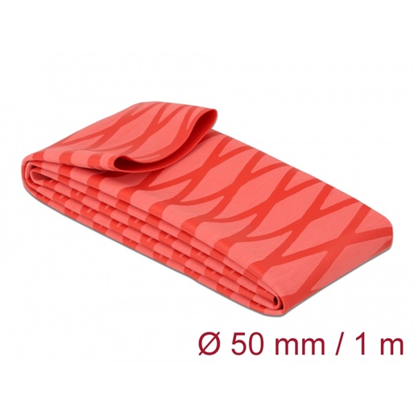 Delock 19609 1mx50mm csúszásmentes X-mintás piros zsugorcső