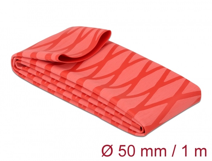 Delock 19609 1mx50mm csúszásmentes X-mintás piros zsugorcső