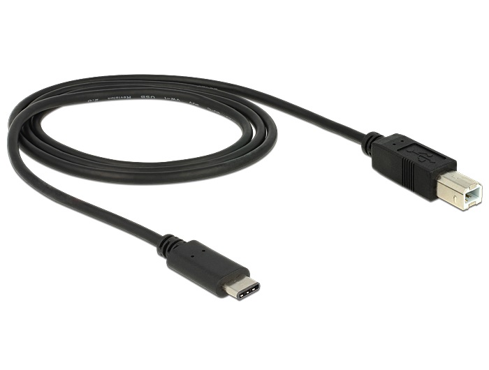 Delock 83601 1m USB Type-C 2.0 apa - USB 2.0 B típusú apa fekete kábel