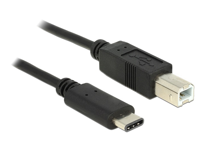 Delock 83601 1m USB Type-C 2.0 apa - USB 2.0 B típusú apa fekete kábel