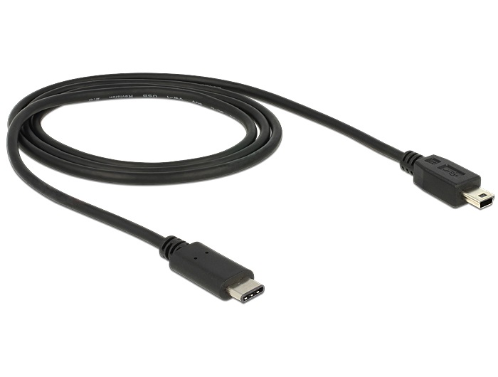 Delock 83603 1m USB Type-C 2.0 apa - USB 2.0 mini-B típusú apa fekete kábel