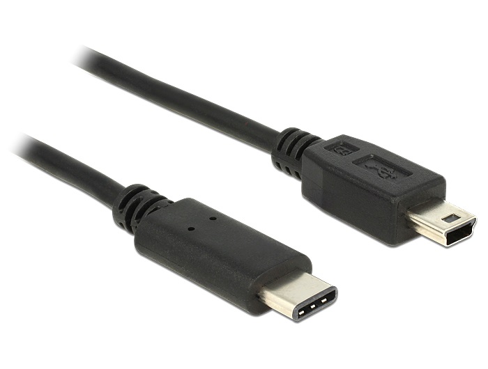 Delock 83603 1m USB Type-C 2.0 apa - USB 2.0 mini-B típusú apa fekete kábel