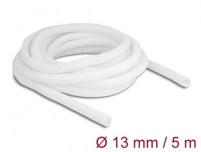 Delock 20808 5mx13mm fehér önzáródó fonott kábelharisnya