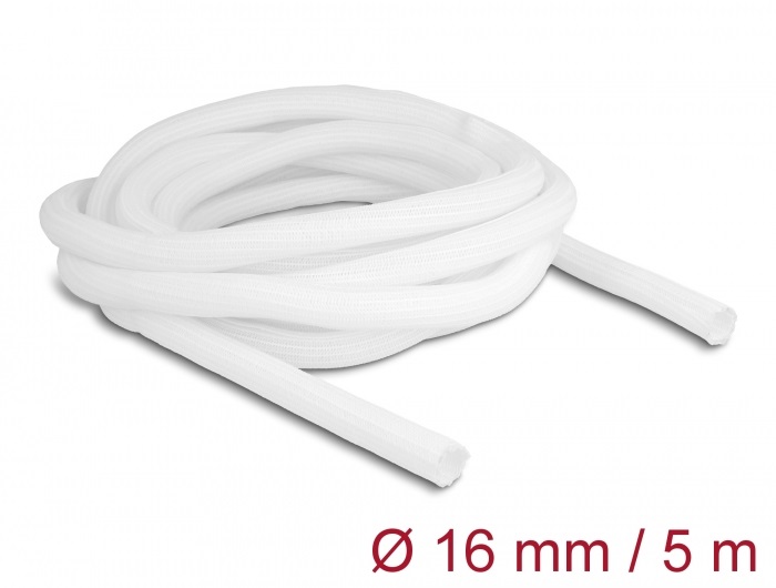 Delock 20809 5mx16mm fehér önzáródó fonott kábelharisnya