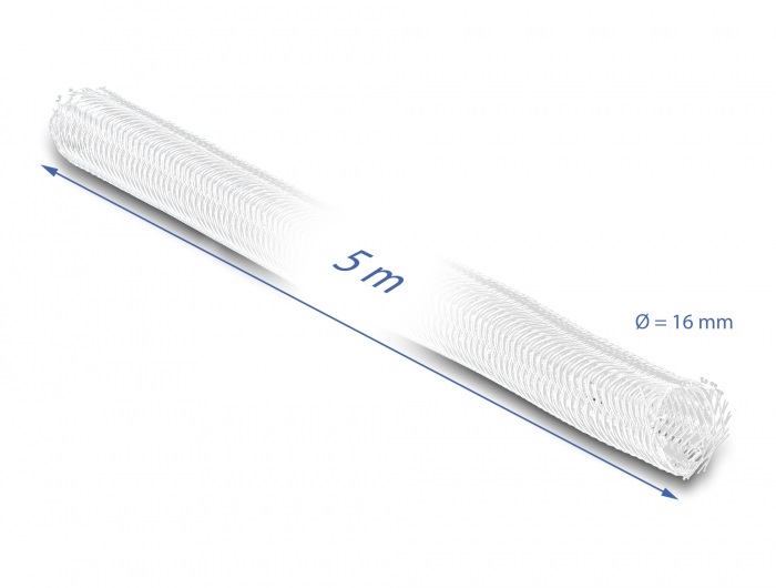 Delock 20809 5mx16mm fehér önzáródó fonott kábelharisnya