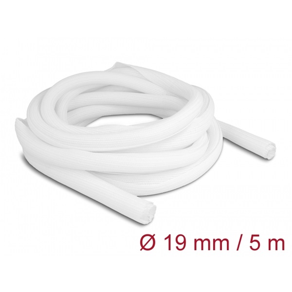 Delock 20810 5mx19mm fehér önzáródó fonott kábelharisnya