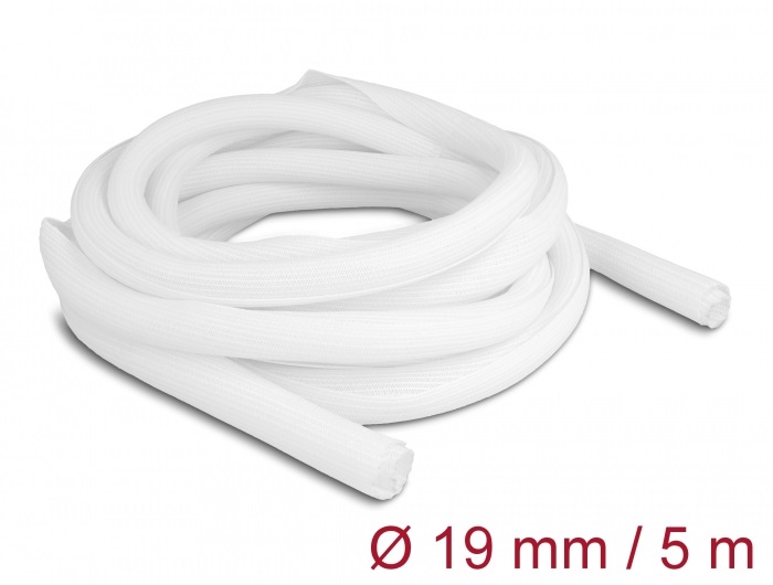 Delock 20810 5mx19mm fehér önzáródó fonott kábelharisnya
