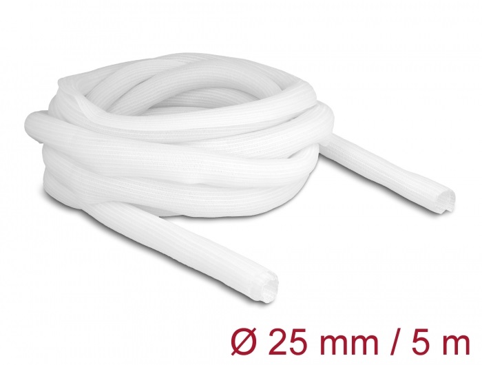 Delock 20811 5mx25mm fehér önzáródó fonott kábelharisnya
