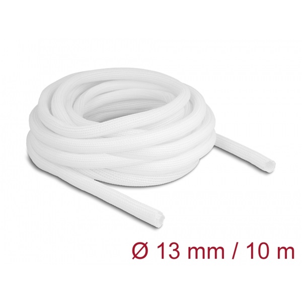 Delock 20813 10mx13mm fehér önzáródó fonott kábelharisnya