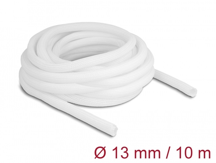 Delock 20813 10mx13mm fehér önzáródó fonott kábelharisnya