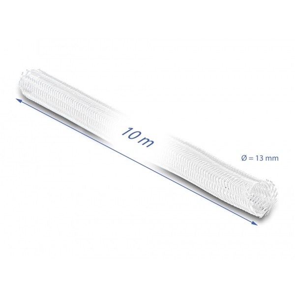 Delock 20813 10mx13mm fehér önzáródó fonott kábelharisnya