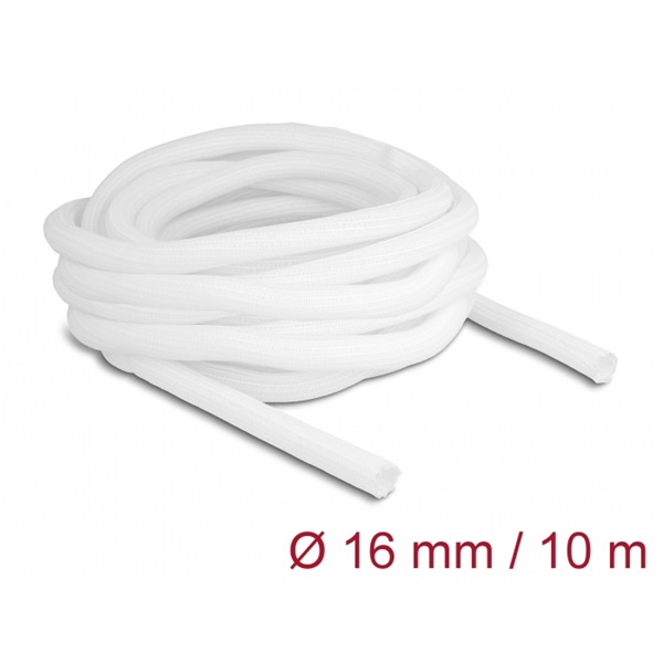 Delock 20814 10mx16mm fehér önzáródó fonott kábelharisnya