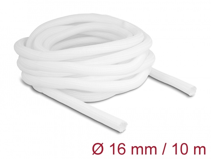 Delock 20814 10mx16mm fehér önzáródó fonott kábelharisnya