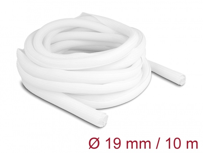 Delock 20815 10mx19mm fehér önzáródó fonott kábelharisnya