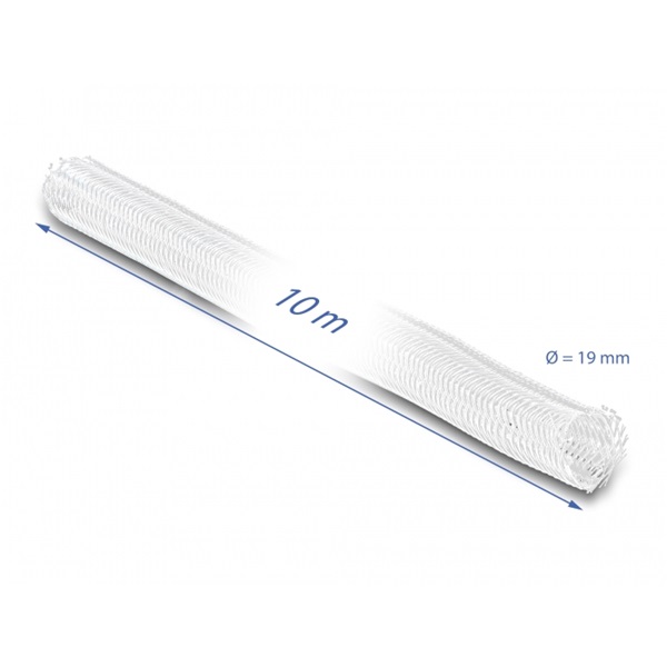 Delock 20815 10mx19mm fehér önzáródó fonott kábelharisnya