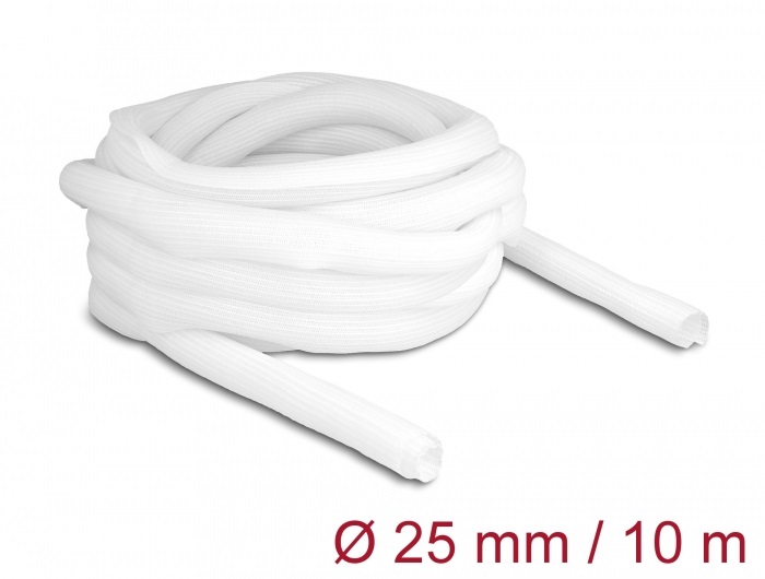 Delock 20816 10mx25mm fehér önzáródó fonott kábelharisnya
