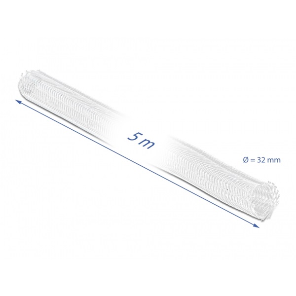 Delock 20818 5mx32mm fehér tépőzáras fonott kábelharisnya