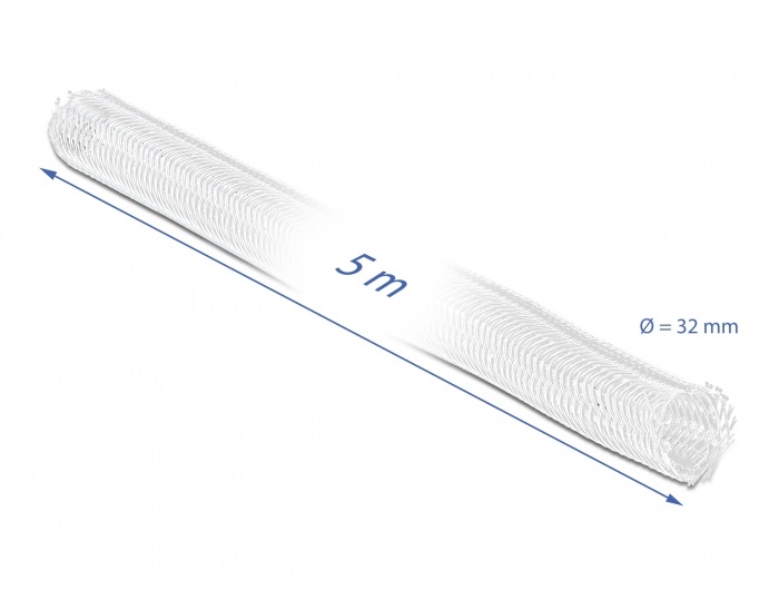 Delock 20818 5mx32mm fehér tépőzáras fonott kábelharisnya