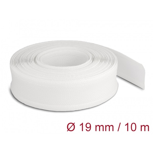 Delock 20819 10mx19mm fehér tépőzáras fonott kábelharisnya