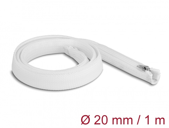 Delock 20821 1mx20mm fehér hőálló zipzáras fonott kábelharisnya