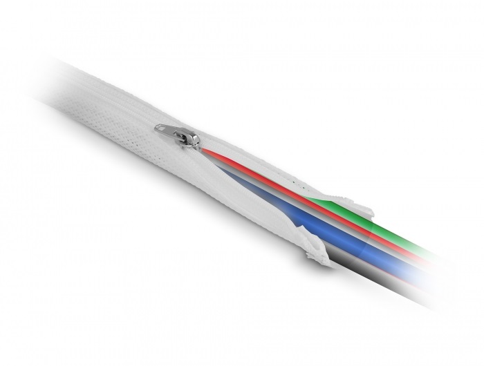 Delock 20821 1mx20mm fehér hőálló zipzáras fonott kábelharisnya
