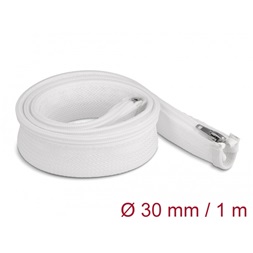 Delock 20822 1mx30mm fehér hőálló zipzáras fonott kábelharisnya