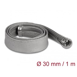 Delock 20825 1mx30mm szürke hőálló zipzáras fonott kábelharisnya