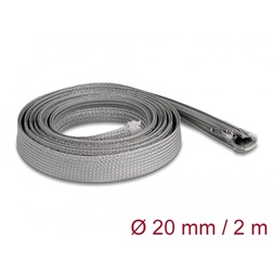 Delock 20830 2mx20mm szürke hőálló zipzáras fonott kábelharisnya