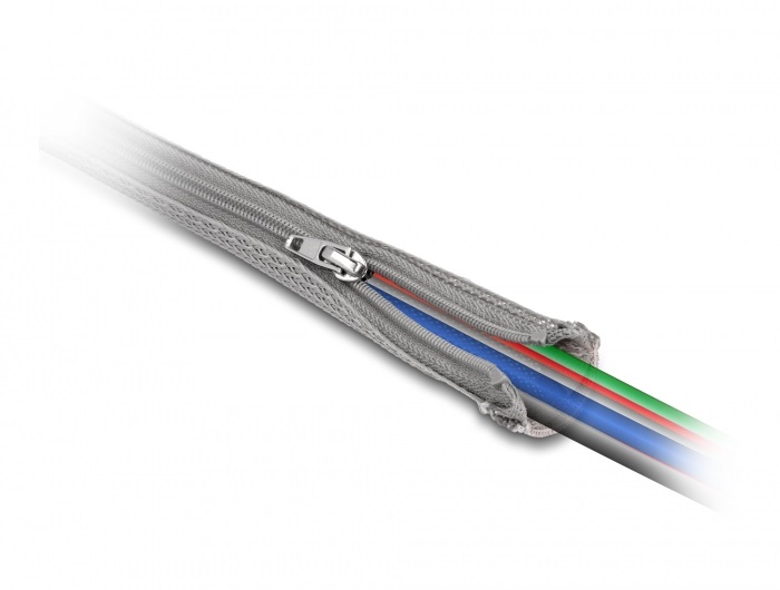 Delock 20832 2mx50mm szürke hőálló zipzáras fonott kábelharisnya
