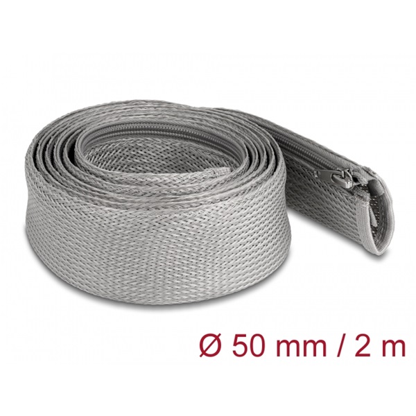 Delock 20832 2mx50mm szürke hőálló zipzáras fonott kábelharisnya