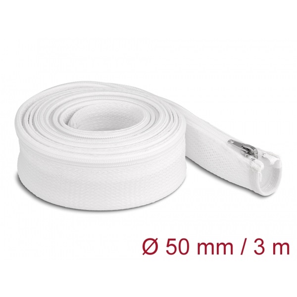 Delock 20835 3mx50mm fehér hőálló zipzáras fonott kábelharisnya