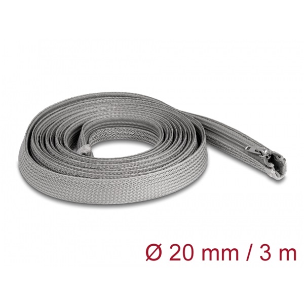 Delock 20836 3mx20mm szürke hőálló zipzáras fonott kábelharisnya