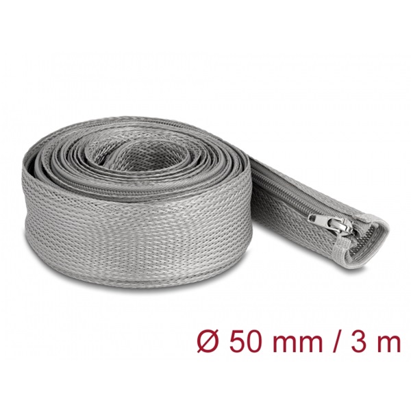Delock 20838 3mx50mm szürke hőálló zipzáras fonott kábelharisnya