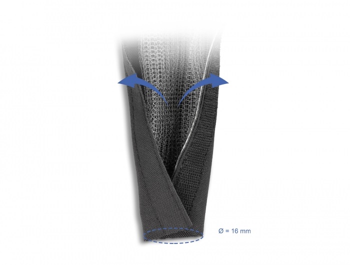 Delock 20840 hőálló EMI Shielding 1mx16mm fekete tépőzáras fonott kábelharisnya