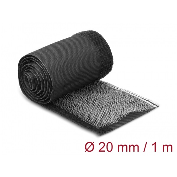 Delock 20841 hőálló EMI Shielding 1mx20mm fekete tépőzáras fonott kábelharisnya