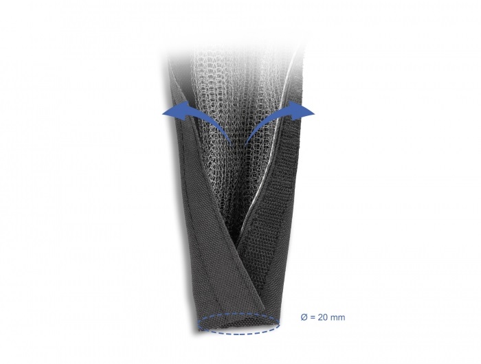 Delock 20841 hőálló EMI Shielding 1mx20mm fekete tépőzáras fonott kábelharisnya