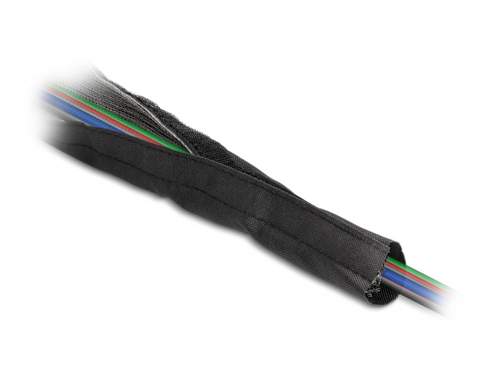 Delock 20841 hőálló EMI Shielding 1mx20mm fekete tépőzáras fonott kábelharisnya