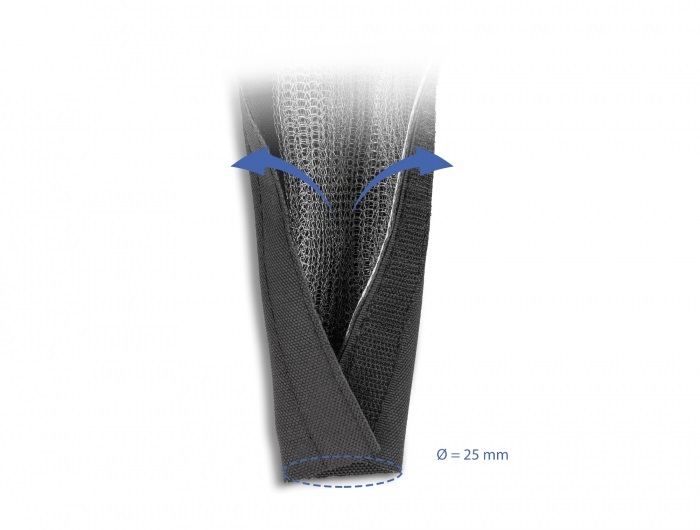 Delock 20842 hőálló EMI Shielding 1mx25mm fekete tépőzáras fonott kábelharisnya