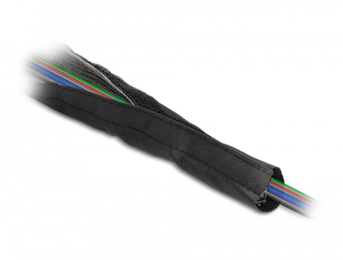 Delock 20842 hőálló EMI Shielding 1mx25mm fekete tépőzáras fonott kábelharisnya