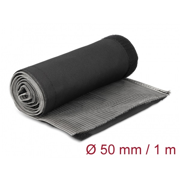 Delock 20844 hőálló EMI Shielding 1mx50mm fekete tépőzáras fonott kábelharisnya